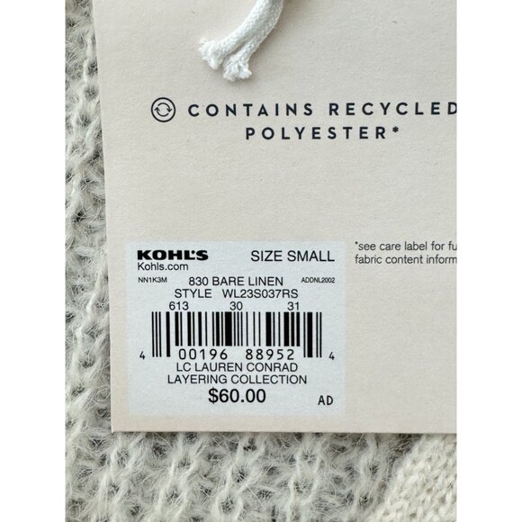 NEW Lauren Conrad Long Cardigan Layering Sweater Bare Linen Ivory V-Neck Small - Picture 9 of 11